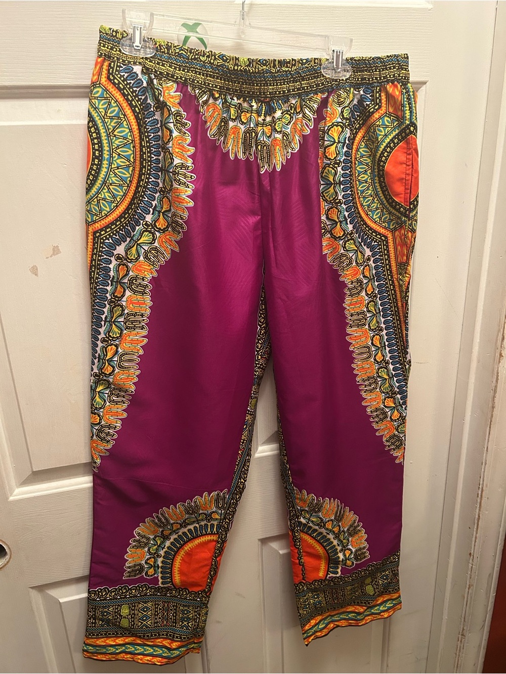Women's Purple Printed Elastic-Waist Pants